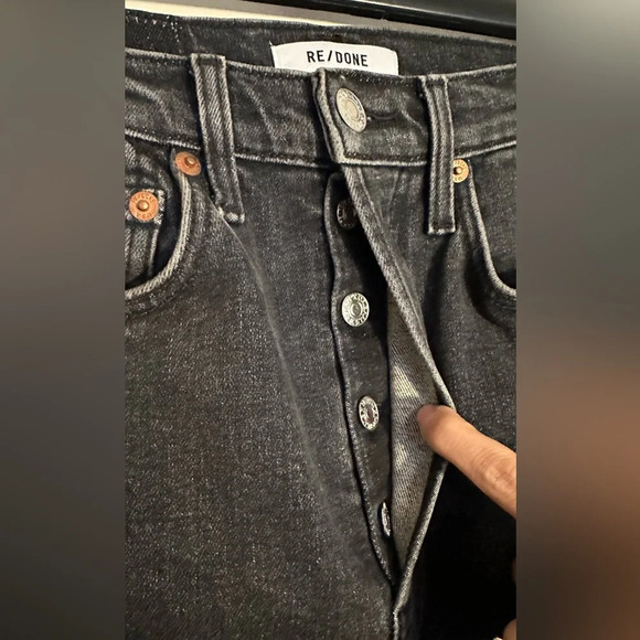 NWT RE/DONE 90's Orginals Ultra High Rise Skinny in Stoned Noir 26 - Picture 8 of 11